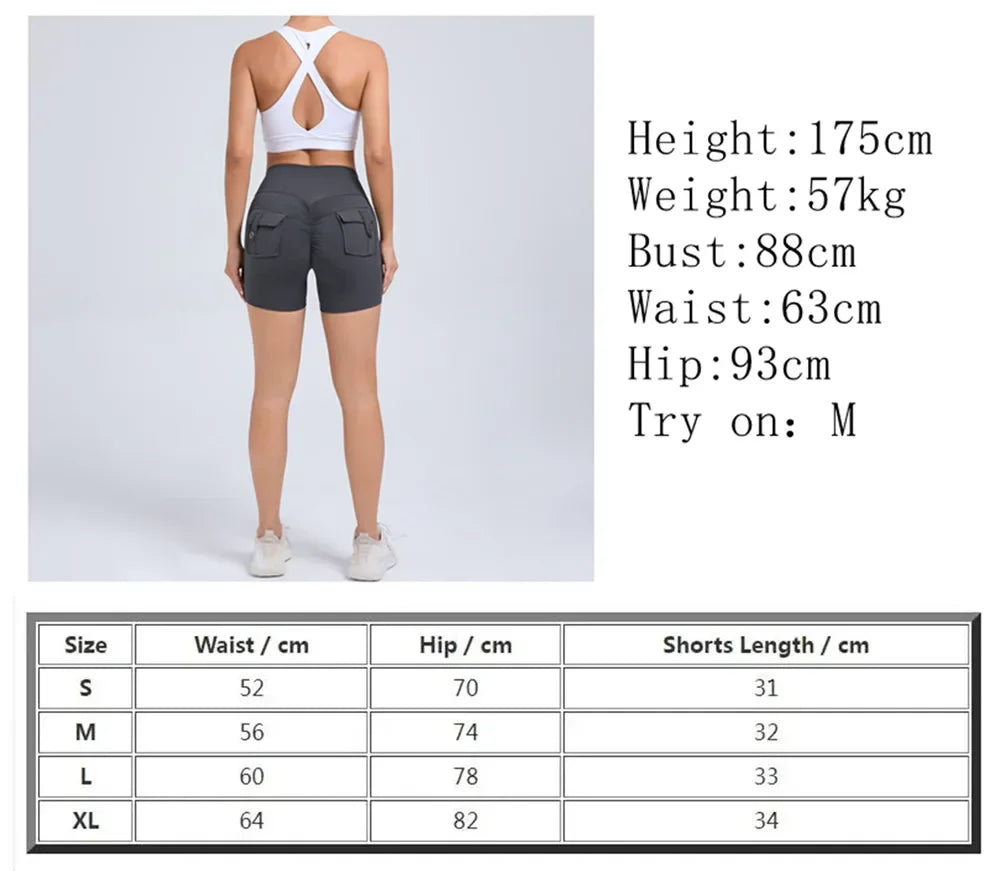 Sport Gym Shorts Women with Pocket Push up Scrunch Short Gym Mujer Ropa De Yoga Clothes Blue Yellow Pink Red Purple Beige White