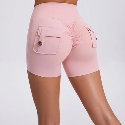 Sport Gym Shorts Women with Pocket Push up Scrunch Short Gym Mujer Ropa De Yoga Clothes Blue Yellow Pink Red Purple Beige White