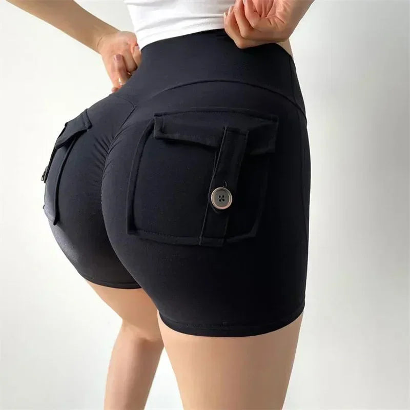 Sport Gym Shorts Women with Pocket Push up Scrunch Short Gym Mujer Ropa De Yoga Clothes Blue Yellow Pink Red Purple Beige White