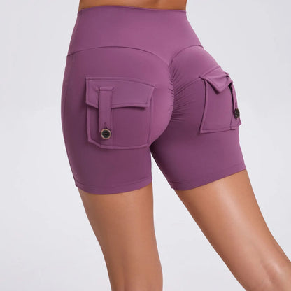 Sport Gym Shorts Women with Pocket Push up Scrunch Short Gym Mujer Ropa De Yoga Clothes Blue Yellow Pink Red Purple Beige White